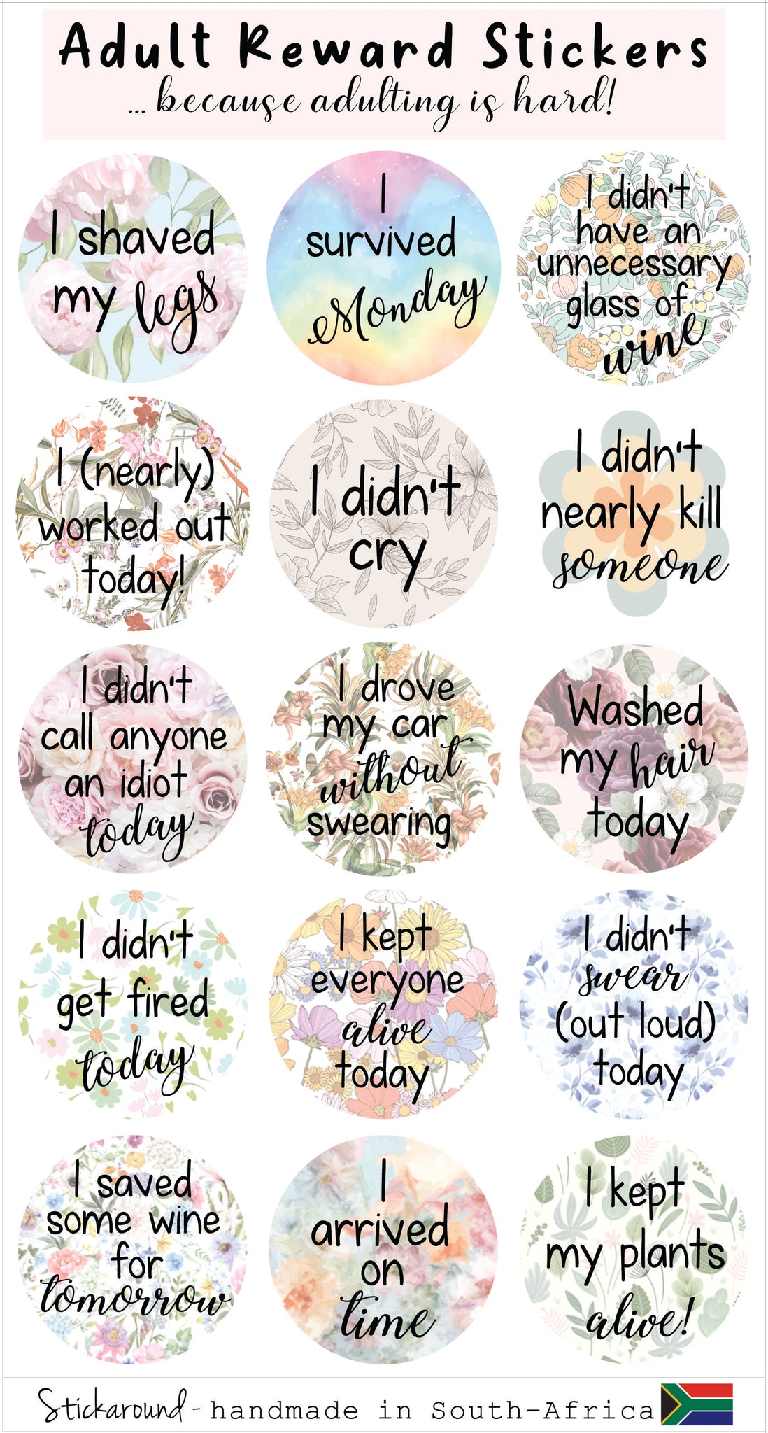 Adult reward stickers – Fourie & Me