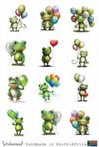 Birthday Frogs with Balloons
