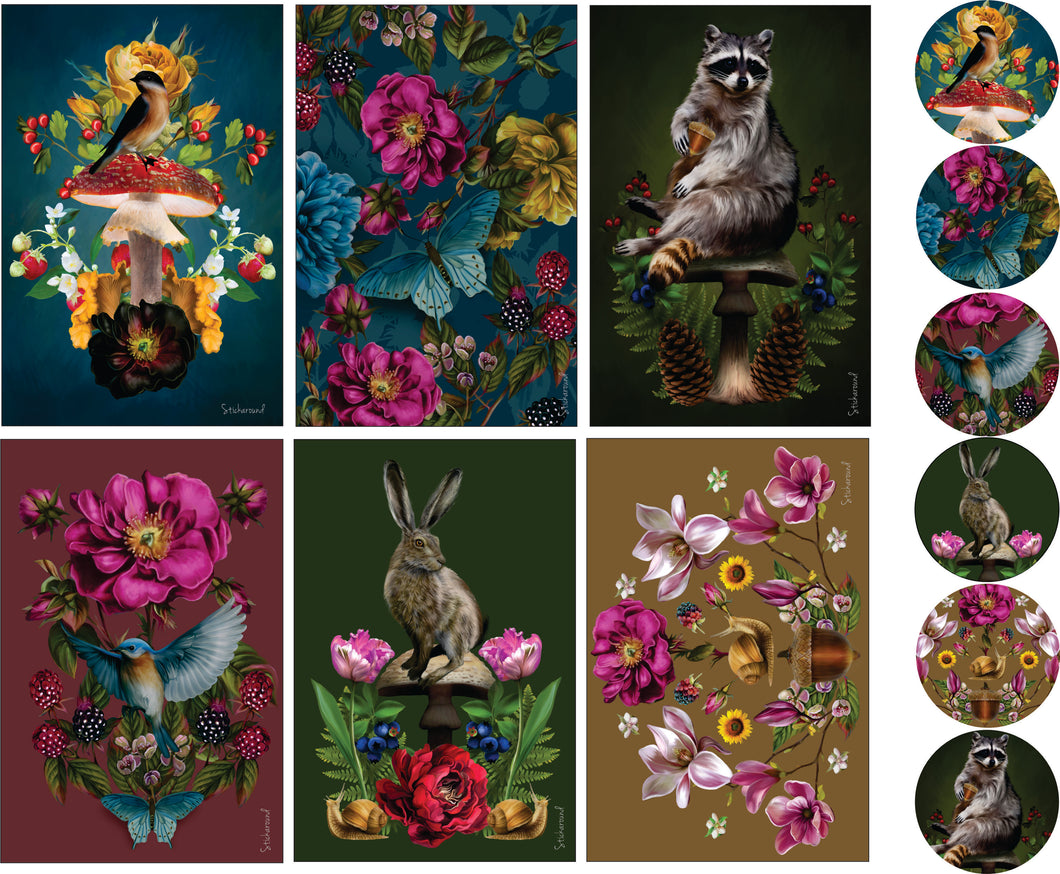 Enchanted Garden themed postcards
