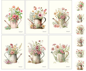 Flowers in Watering Can themed postcards