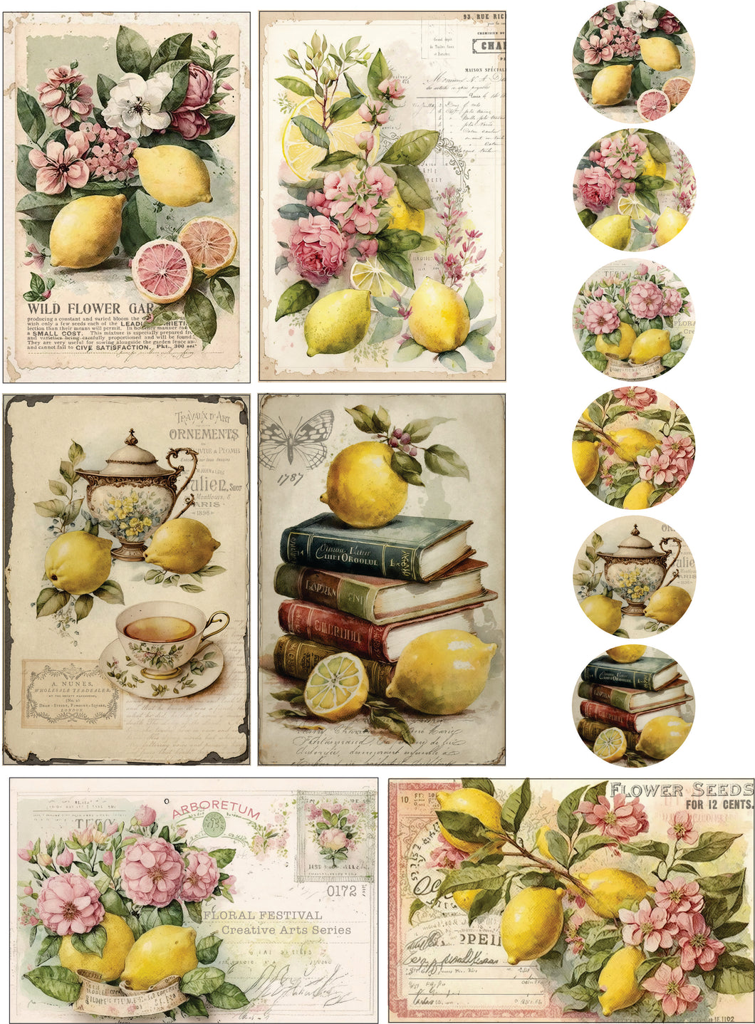 Lemons and Pink themed postcards