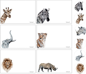 Safari Animals themed postcards