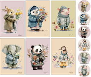 Sweet Animals themed postcards
