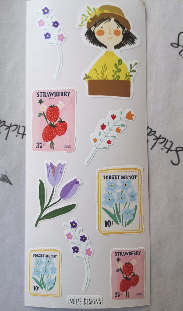 Gardening sticker set