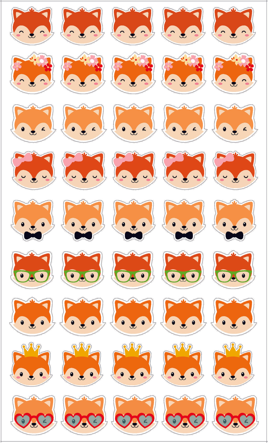 Fox Faces - Teacher Stickers