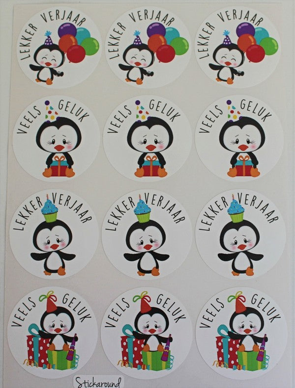 Happy Birthday Penguin Stickers